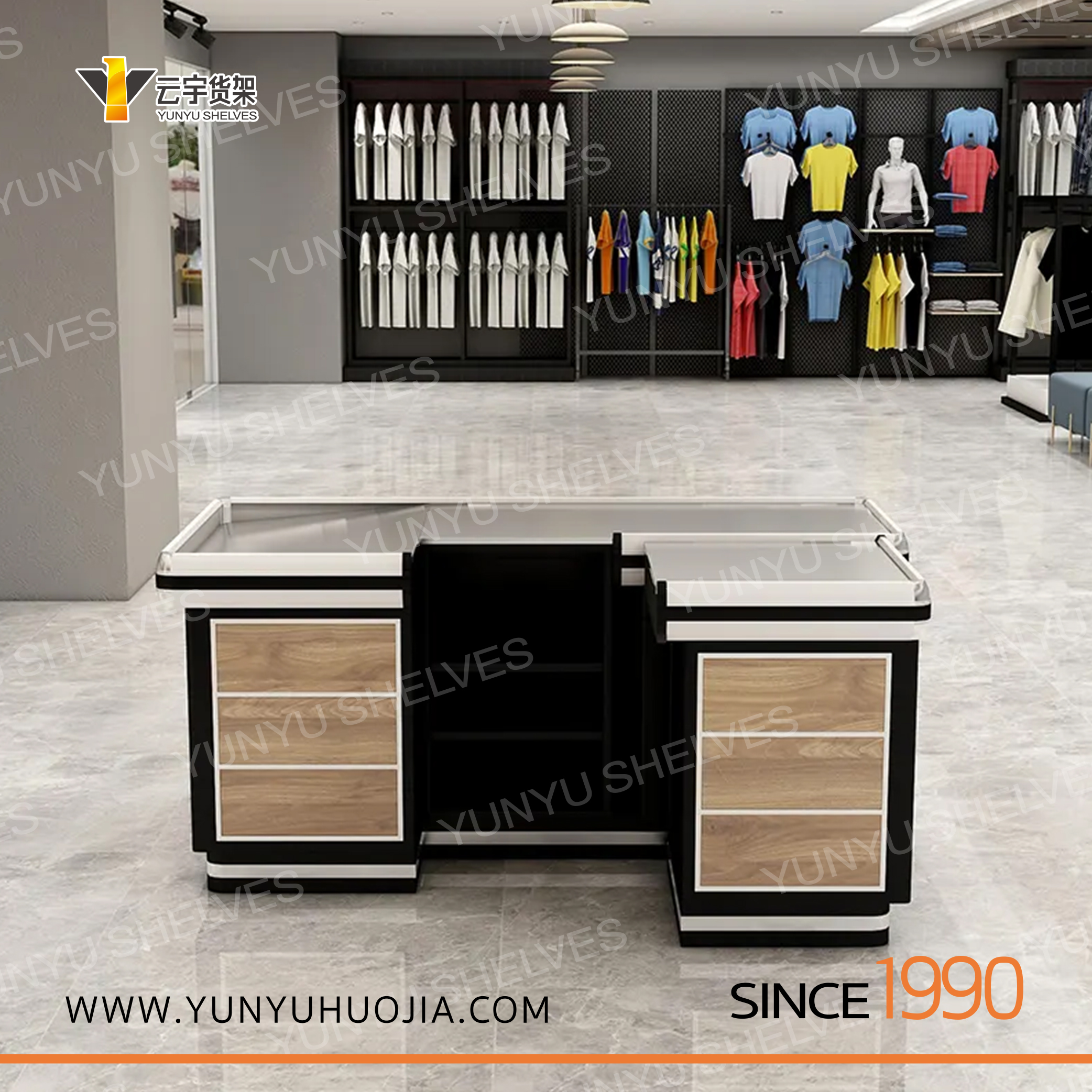 YYKI-023实木超市商店精品店收银台